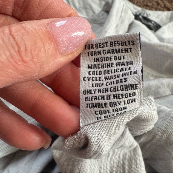 Escape By Habitat Gray Black Flower Asymmetrical Top Tunic Cotton Oversized XS - Picture 6 of 8